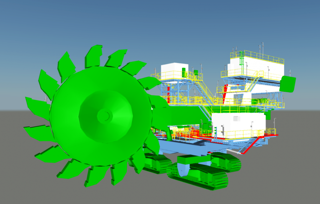 Syntec hizo un modelo CAD 3D de la rotopala, utilizando el software Revit.